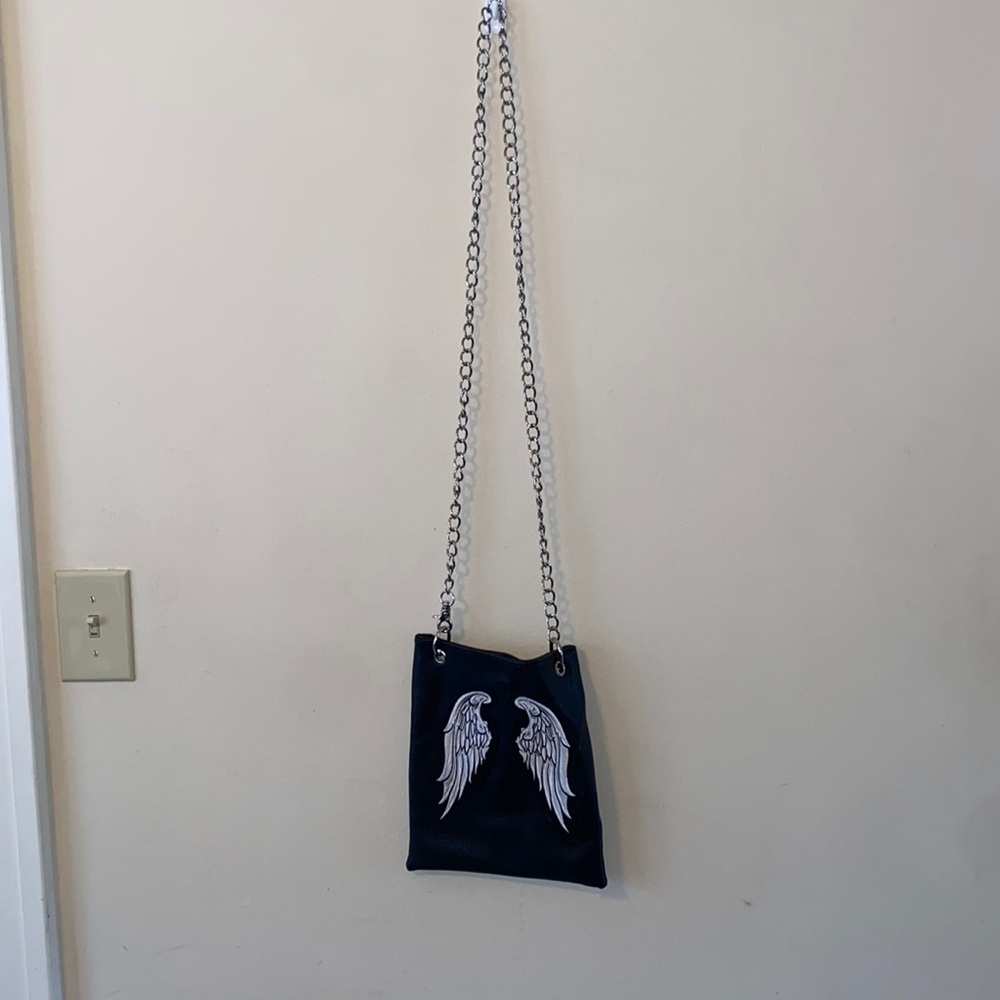Black Crossbody Bag with Angel wing design